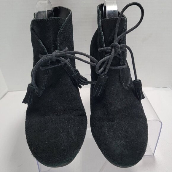 Crown Vintage Boots Womens 9.5 M Spark Black Leather Wedge Ankle Bootie Casual - Picture 5 of 12